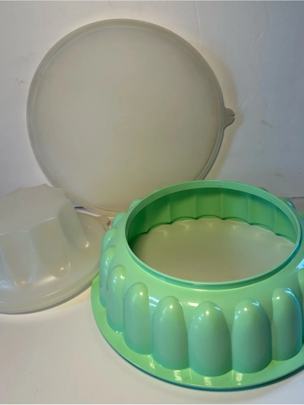Vintage Green Molded Glass Bowl - Mint Green 1970 Preowned